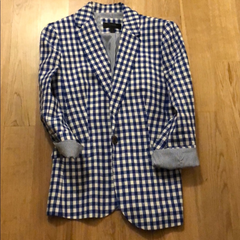JCrew Campbell Blazer in Blue Gingham size 4